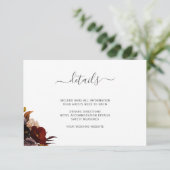 の詳細結婚ブルゴーニュ素朴な秋フローラ囲い エンクロージャーカード (スタンド正面)