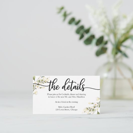 の詳細結婚ホワイトクリームフローラエンクロージャカード エンクロージャーカード (スタンド正面)