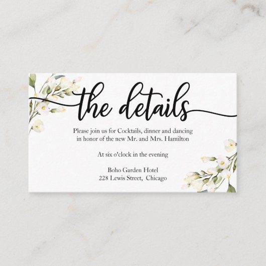 の詳細結婚ホワイトクリームフローラエンクロージャカード エンクロージャーカード (正面)