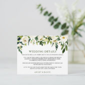 の詳細結婚ホワイトグリーンフローラ挿入カード ポストカード (スタンド正面)