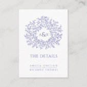 の詳細結婚モノグラムブルーのホワイトエンクロージャカード エンクロージャーカード (正面)