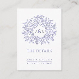 の詳細結婚モノグラムブルーのホワイトエンクロージャカード エンクロージャーカード