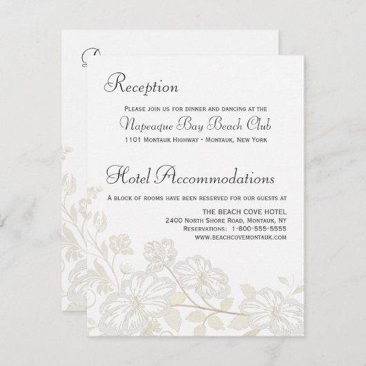 の詳細結婚挿入の縦白フローラ位置 招待状 (正面/裏面)