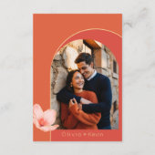 の詳細結婚明るいオレンジ色の花アーチ写真 エンクロージャーカード (裏面)
