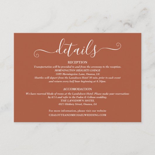 の詳細結婚春ライトスクリプトテラコッタ エンクロージャーカード (正面)