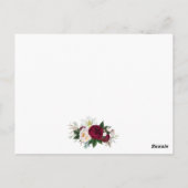 の詳細結婚Burgundyフローラ挿入カード ポストカード (裏面)