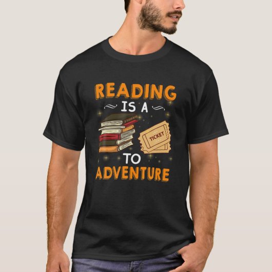 の読アドベンチャー図書学生先生ブックブック Tシャツ (正面)