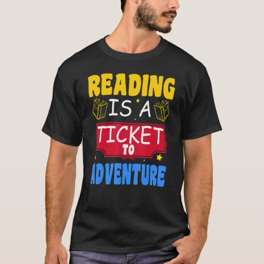 の読アドベンチャー図書学生先生書 Tシャツ (正面)