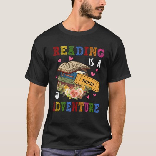 の読チケットアドベンチャーライブラリ先生学生B Tシャツ (正面)