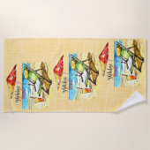 の読ビーチ黄色 ビーチタオル (正面)