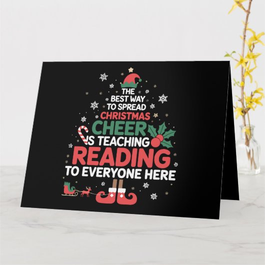 の読先生クリスマス小妖精や小人クリスマス応援 カード (黄色い花)