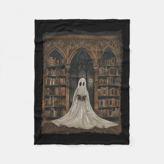 の読幽霊ライブラリHalloween Librarian Book Lov フリースブランケット (正面)