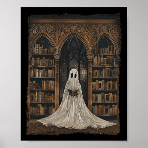 の読幽霊ライブラリHalloween Librarian Book Lov ポスター