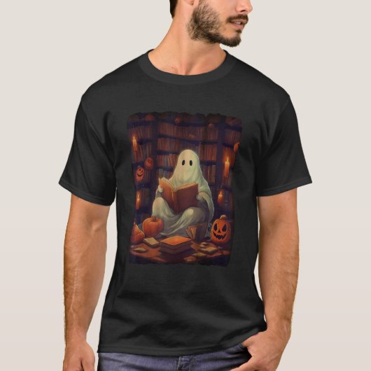 の読幽霊ライブラリHalloween Librarian Book Lov Tシャツ (正面)