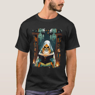 の読幽霊ライブラリHalloween Librarian Book Lov Tシャツ
