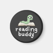 の読相棒、かわいい本の虫 マグネット (正面)