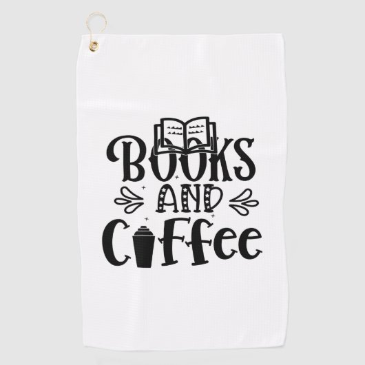 の読絵本とコーヒー ゴルフタオル (正面)