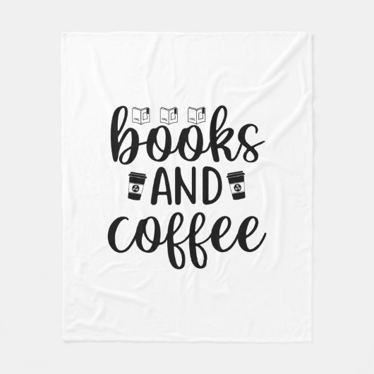の読絵本とコーヒー フリースブランケット (正面)