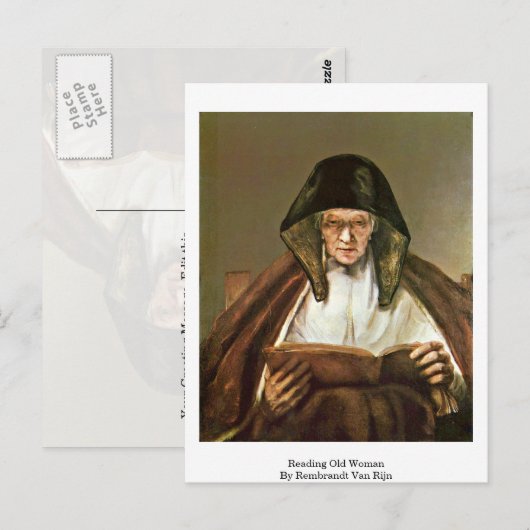 の読老婦人byレンブラント・ヴァン・リジン ポストカード (正面/裏面)