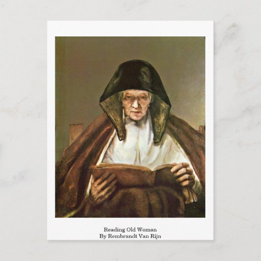 の読老婦人byレンブラント・ヴァン・リジン ポストカード (正面)