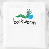 の読親友で可愛い本虫 長方形シール (バッグ)