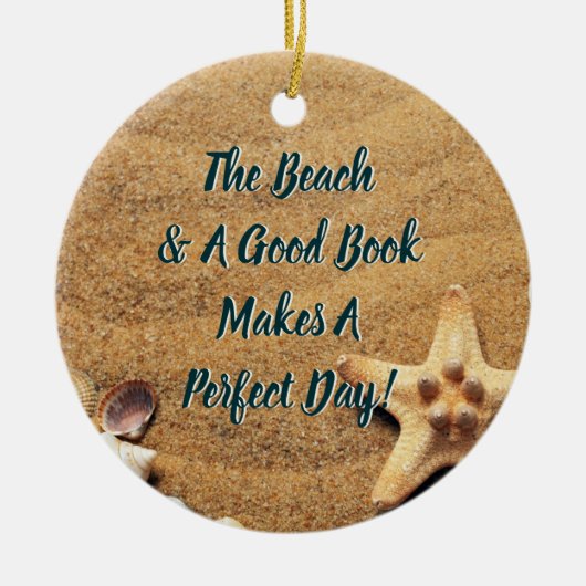 の読At Theビーチブッククラブグループブックワーム セラミックオーナメント (正面)