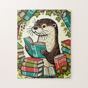 の読Otter Bookishイラストレーション読者 ジグソーパズル