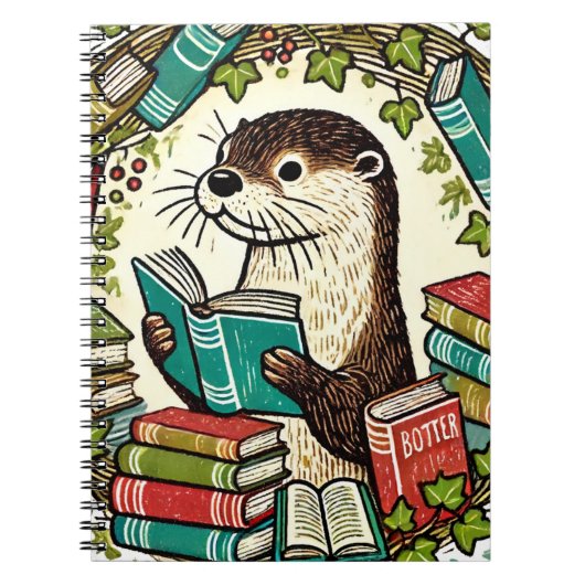 の読Otter Bookishイラストレーション読者 ノートブック (正面)