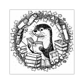 の読Otter Bookishイラストレーション読者 ラバースタンプ (インプリント)