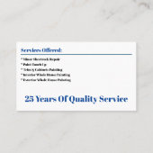 の請絵画負パーソナライズされた業者名刺 名刺 (裏面)