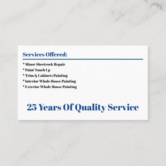 の請絵画負パーソナライズされた業者名刺 名刺 (裏面)