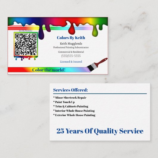 の請絵画負パーソナライズされた業者名刺 名刺 (正面/裏面)