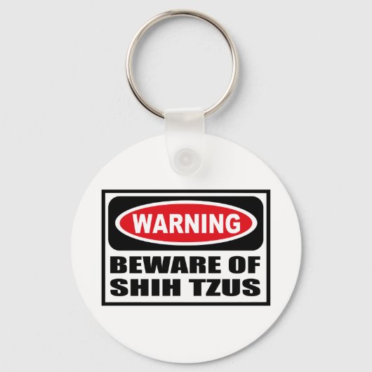 の警告シーズー（犬）TZUSキーチェーンに注意 キーホルダー (正面)
