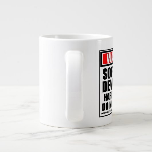 の警告ソフトウェア開発者懸命 ジャンボコーヒーマグカップ (裏面)