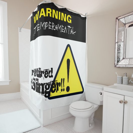 の警告ハザードサイン気性退職した的シンガーC シャワーカーテン (インサイチュ)