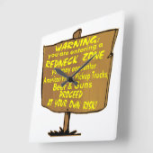 の警告レッドネックゾーンは自分のリスクで進む スクエア壁時計 (傾斜)