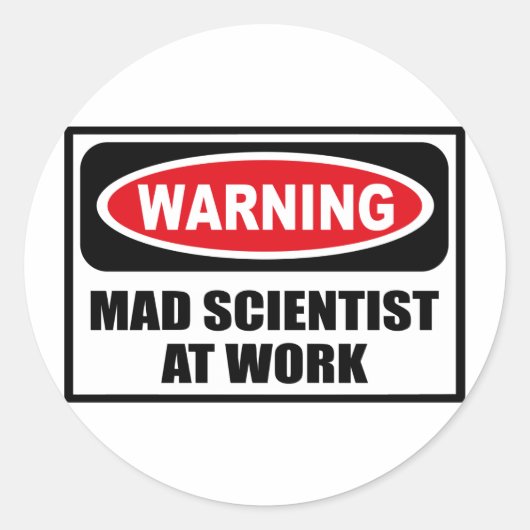の警告不機嫌科学者AT WORKステッカー ラウンドシール (正面)
