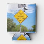 の警告低い飛んでいるフクロウ徴候 缶クーラー (正面)