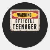 の警告公式10代の若者ボーイズ女子13誕生日 ラウンドシール (正面)