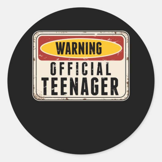 の警告公式10代の若者ボーイズ女子13誕生日 ラウンドシール (正面)