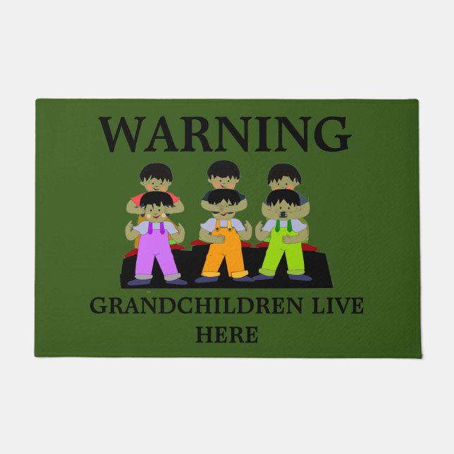 の警告孫がここに住む ドアマット (正面)