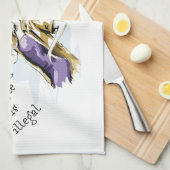 の警告打ち抜きは違法だ キッチンタオル (四つ折り)