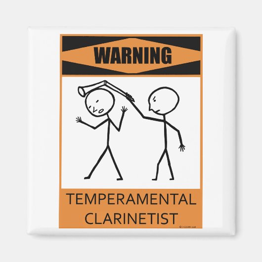 の警告気性クラリネスト マグネット (正面)