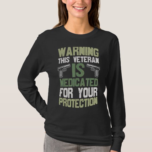 の警告退役軍人兵士銃撃戦 Tシャツ (正面)