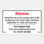 の警告通知 長方形シール (正面)