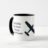 の警告飛行機、航空引用文についておもしろい話す マグカップ (正面左)