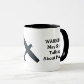 の警告飛行機、航空引用文についておもしろい話す マグカップ (正面右)