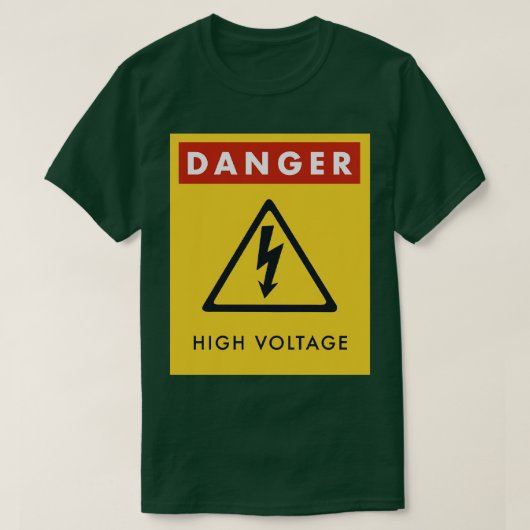 の警告高電圧徴候の危険性 Tシャツ (デザイン正面)