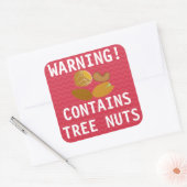 の警告Contains Tree Nuts Food Alert Stickers スクエアシール (封筒)