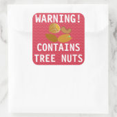 の警告Contains Tree Nuts Food Alert Stickers スクエアシール (バッグ)